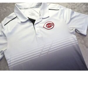 Cincinnati Reds MLB Men's M White Black Gradient Fade Polo Shirt Fanatics